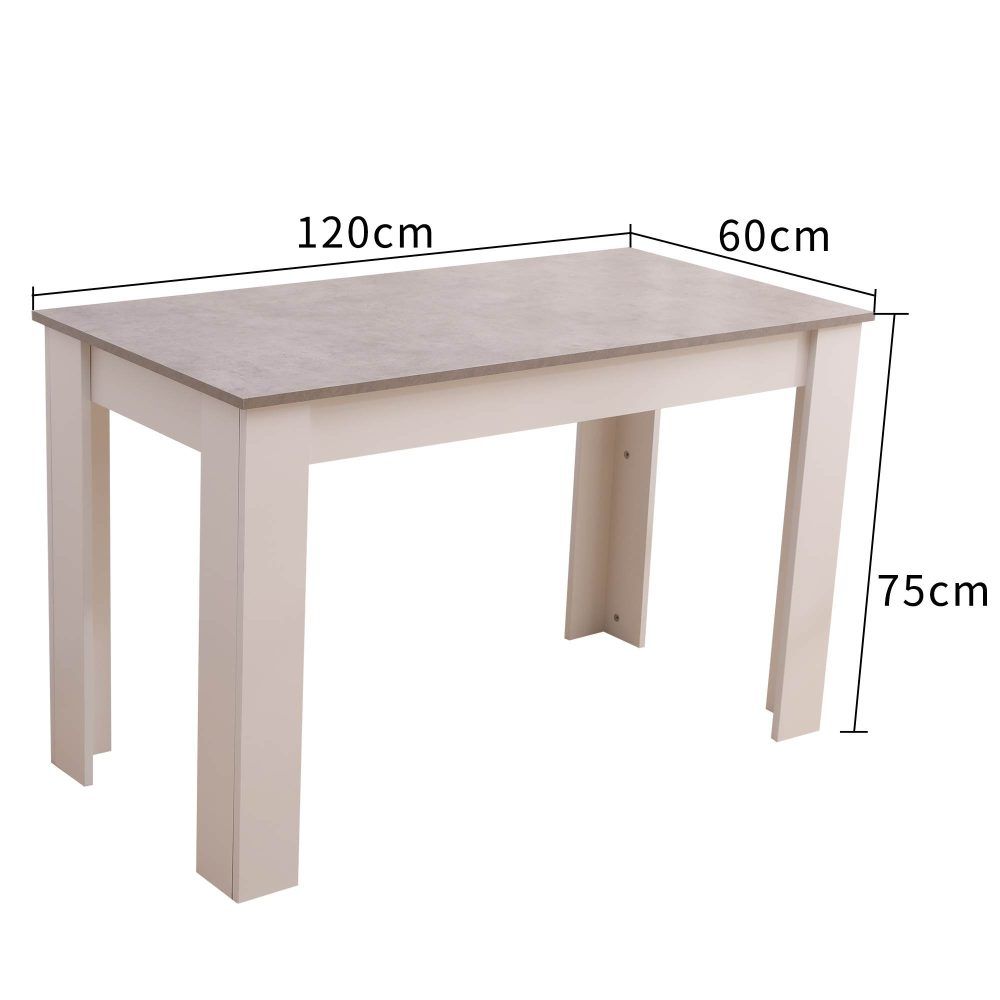 Dining Table Rectangular Wooden 120M-Grey and White