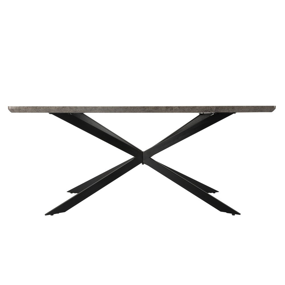 7Pc Dining Delight: Rectangular Table and Navy Velvet Chairs Dining Set