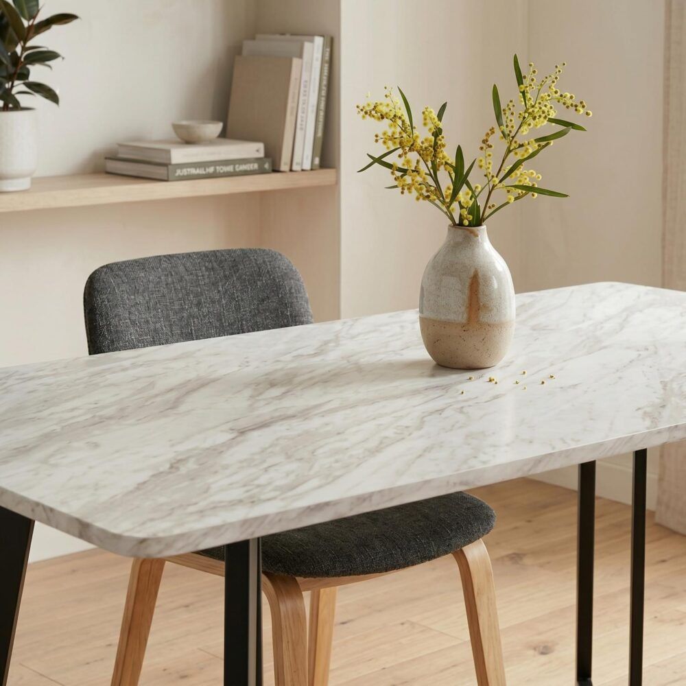 Rectangular Marble-Effect Table