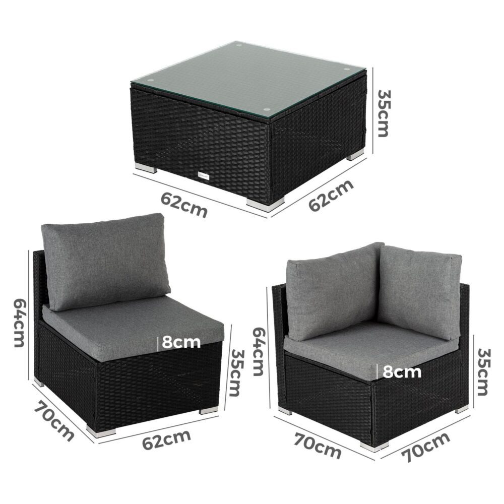 Outdoor Modular Lounge Sofa Bondi-Black