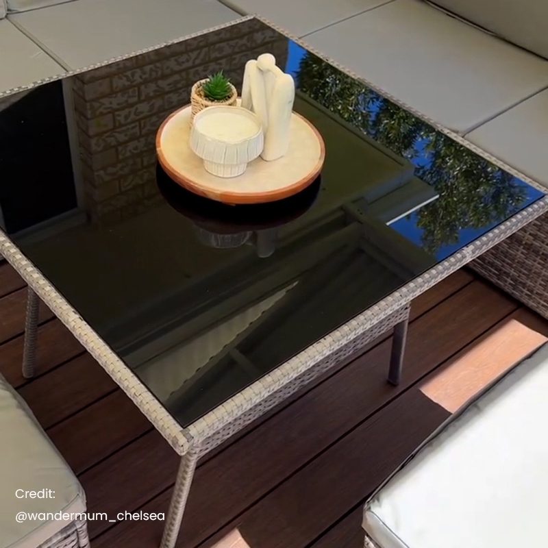 8PC Outdoor Dining Set Wicker Table & Chairs-Grey