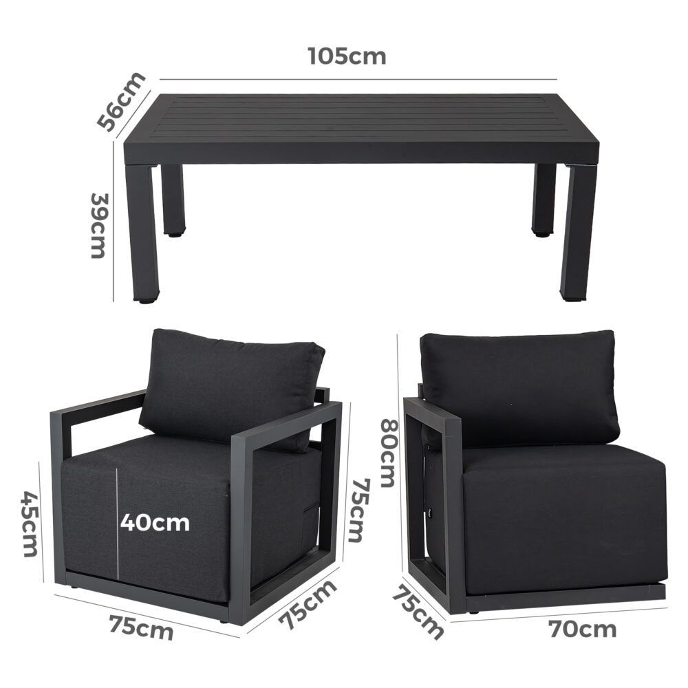 Alfresco 5-Seater Deep-Seated Patio Set – Charcoal Grey