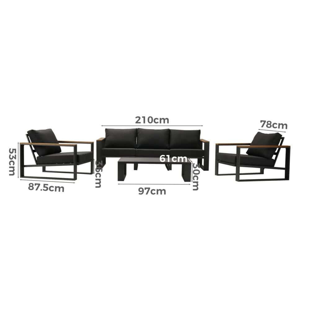 5 Seater Grandeur Lounge Suite – Charcoal Grey