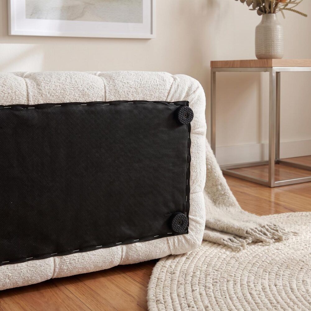 Elsa Tufted Ottoman Beach Boucle White-Rectangular