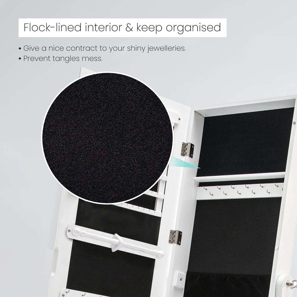 Mirror Jewellery Cabinet Organiser 2 Drawers LOWE 146cm WHITE