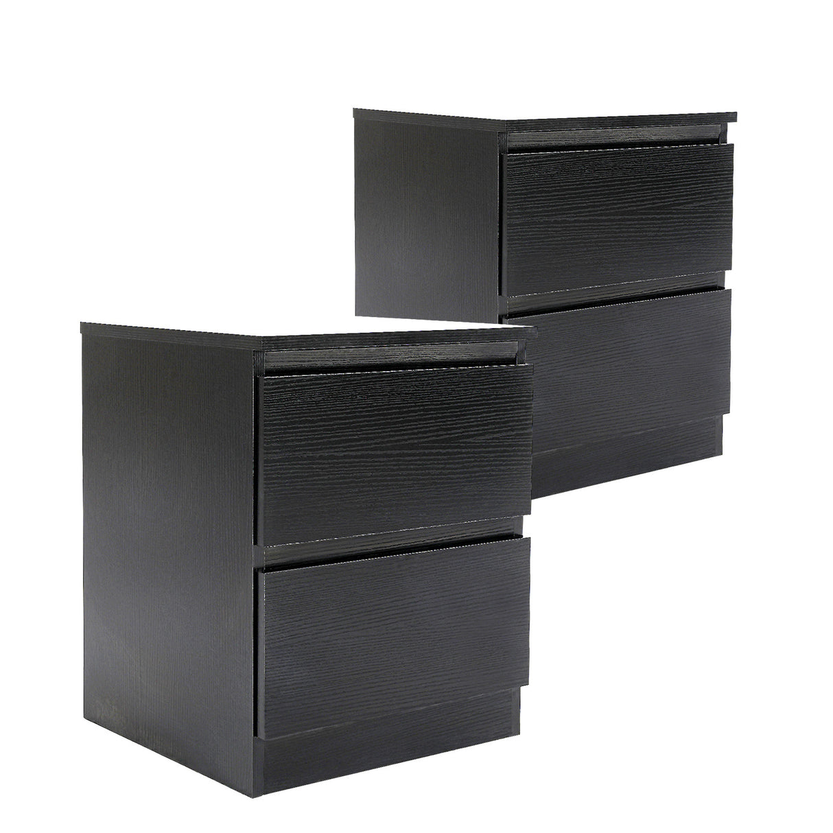 2X Bedside Tables 2 Drawer JOSS BLACK