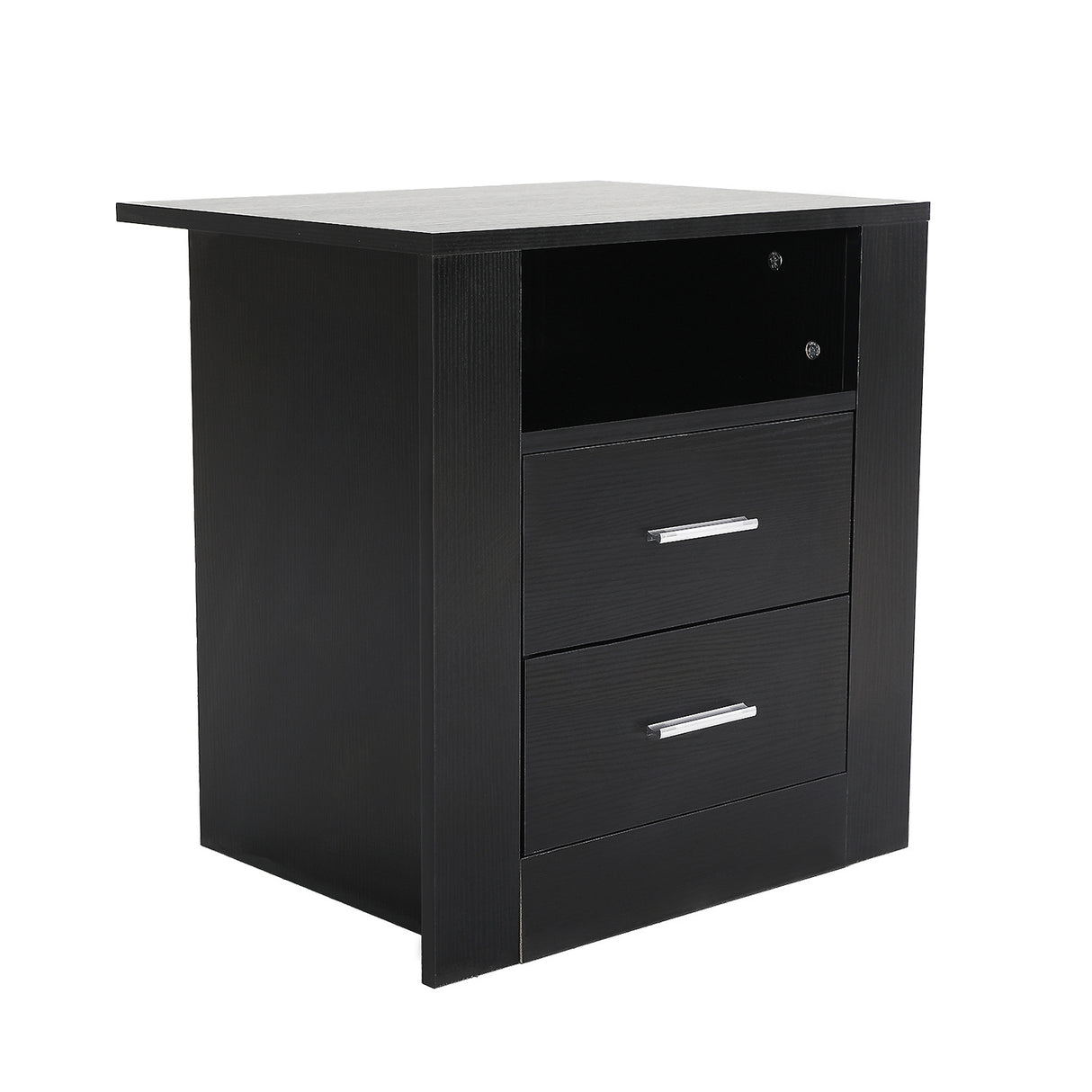 Nightstand Bedroom 2 Drawer 1 Shelf ZURI BLACK