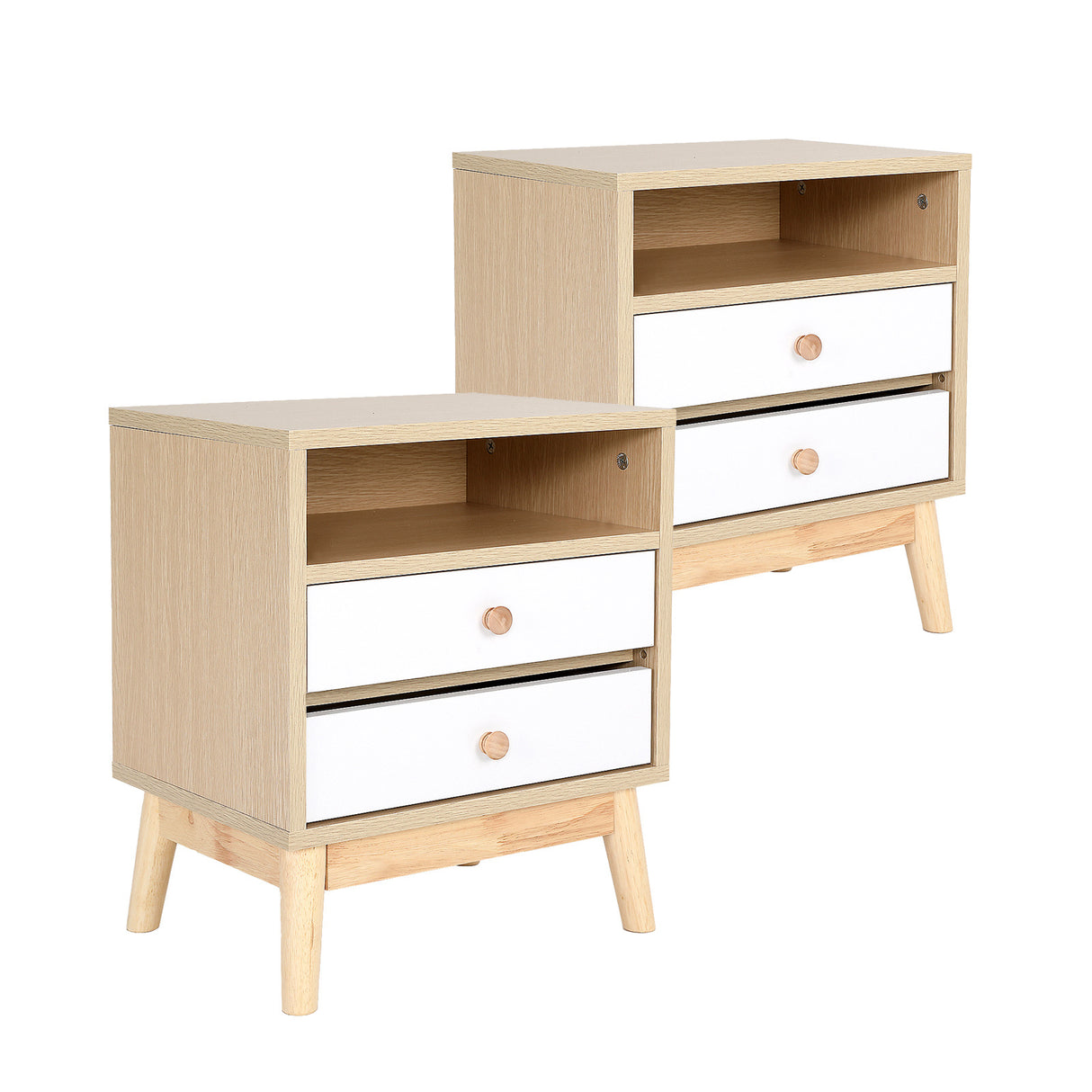 2X Bedside Table Bedroom 2 Drawer ANYA OAK
