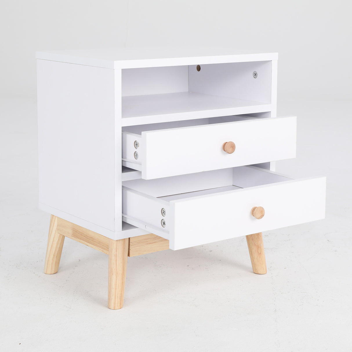 2X Bedside Table Bedroom 2 Drawer ANYA - WHITE