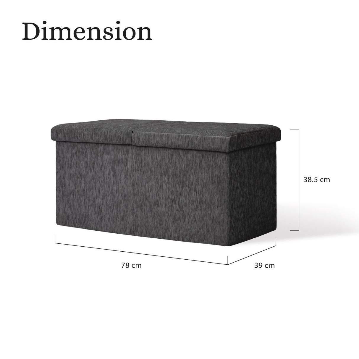 Foldable Storage Ottoman - Flip Lid Side Table Toy Blanket Organiser Seat KIRA BLACK