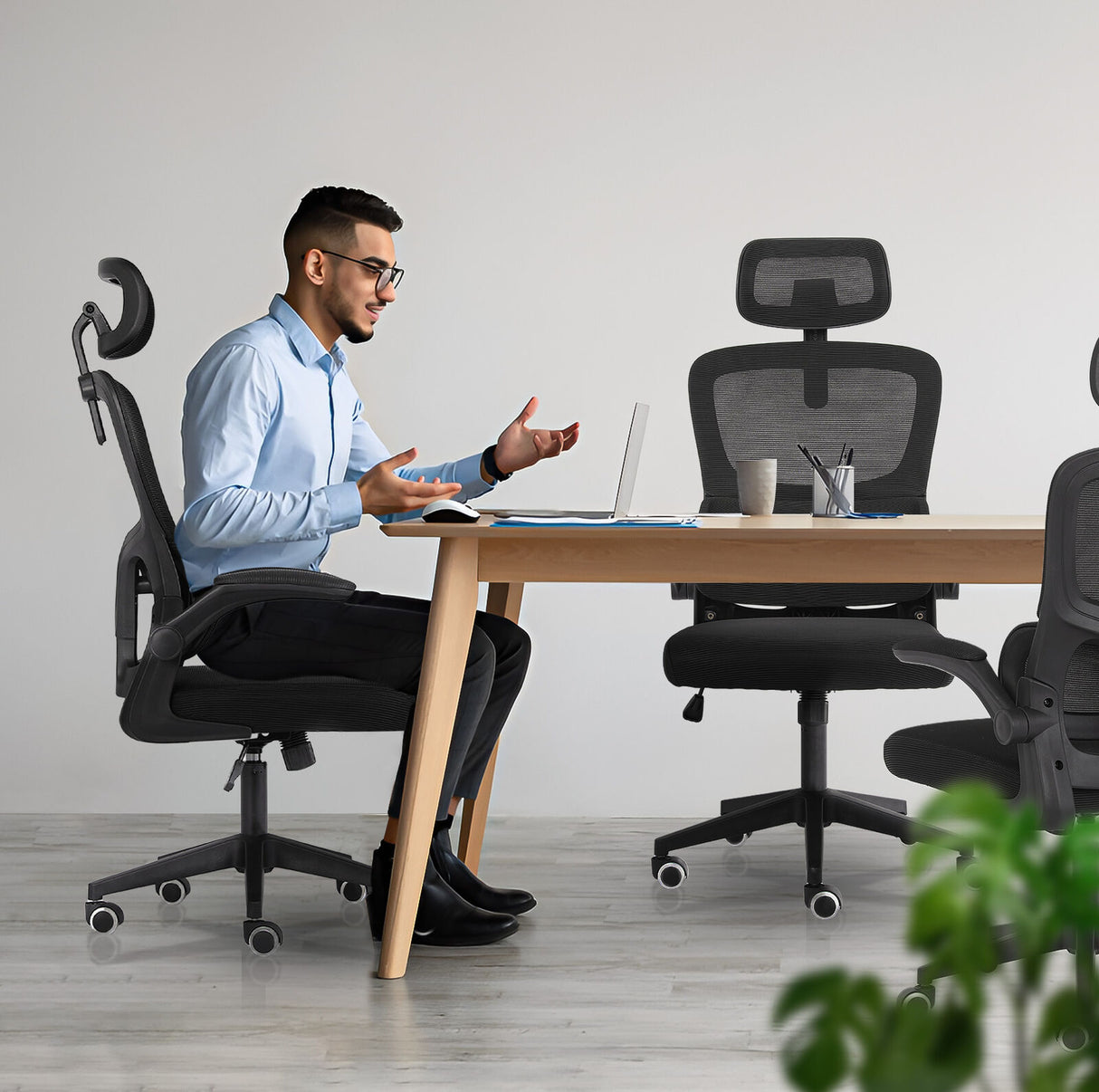 Work Office Chair - Lumber Support, Flip-up Armrest, Adjustable Headrest SITIO - Black