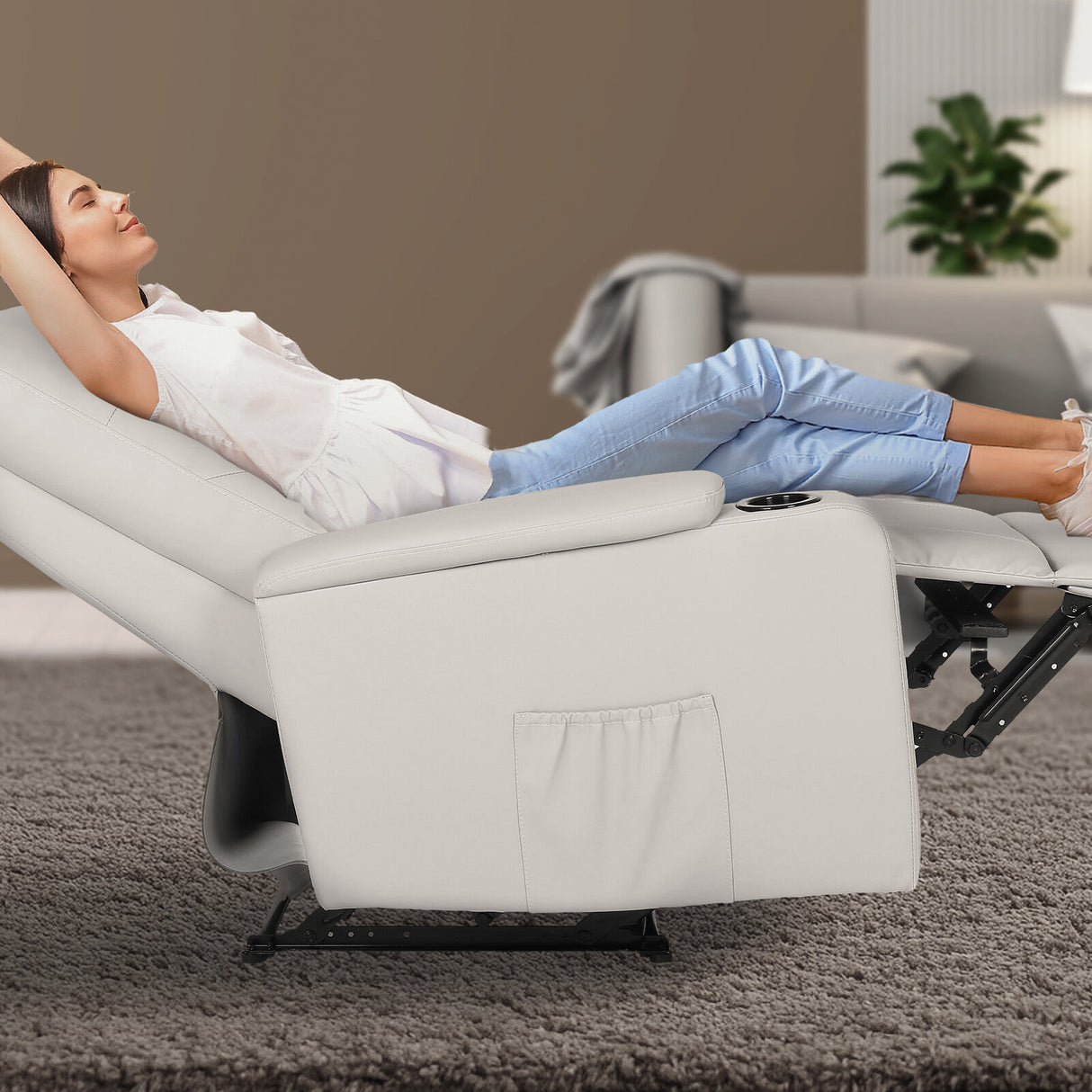 Home Recliner Chair - PU Leather Sofa Lounge Armchair DAKOTA GREY