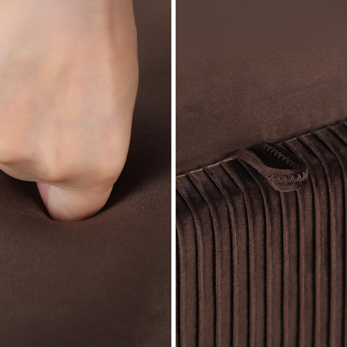 Coffee Table Storage Ottoman - Velvet Padded Blanket Box Bench IRENE BROWN