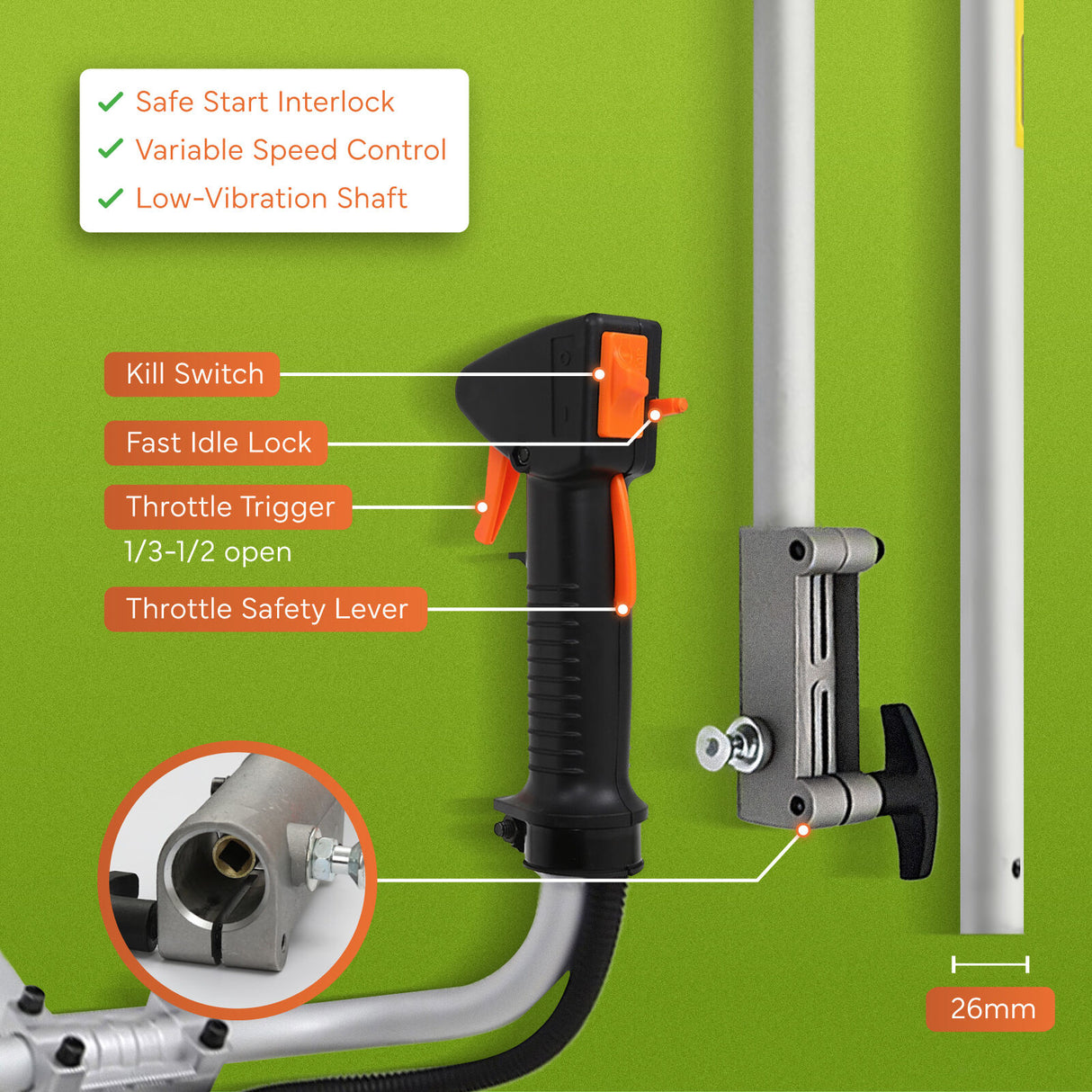 Dynamic Power 43cc Petrol Whipper Snipper Brush Cutter + 4 Blade