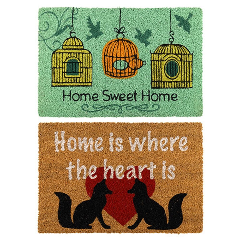 YES4HOMES 2 x Doormat for Front Door Entryway Cursive Natural Coconut Coir Floor mat Outdoor 40x60cm