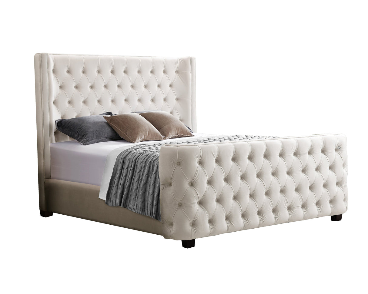 Milan Cream Velvet Tufted Headboard and End board Bed Frame - Queen