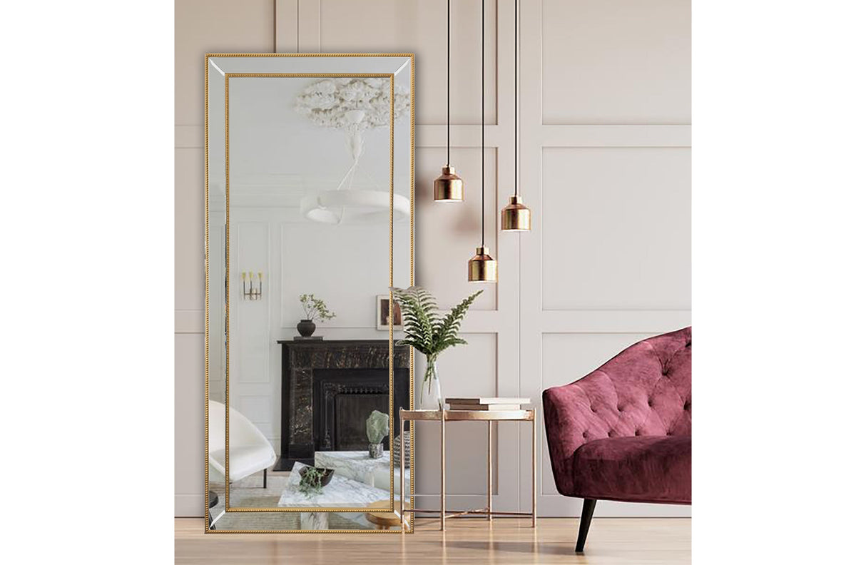 Medium Gold Beaded Framed Mirror - 70cm x 170cm