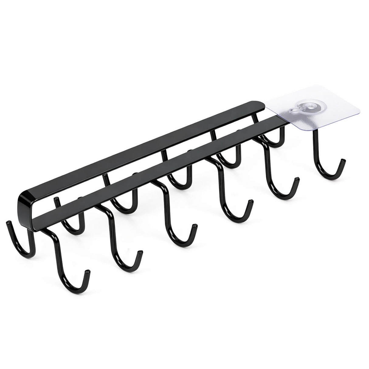 Under Cabinet Mug Holder 12 Hooks No Drill Cup Rack Organizer for Kitchen Storage Black