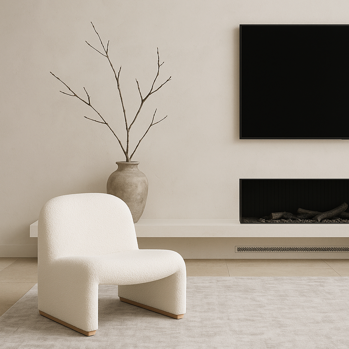 Interior Ave - Haven Curved Boucle Armchair – Sculptural White