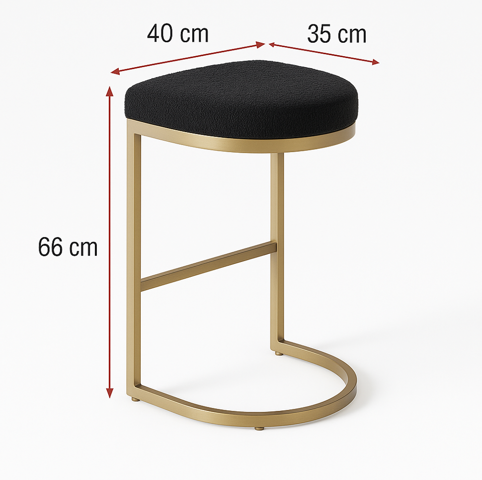 Interior Ave - Royale Black Boucle Kitchen Bar Stool