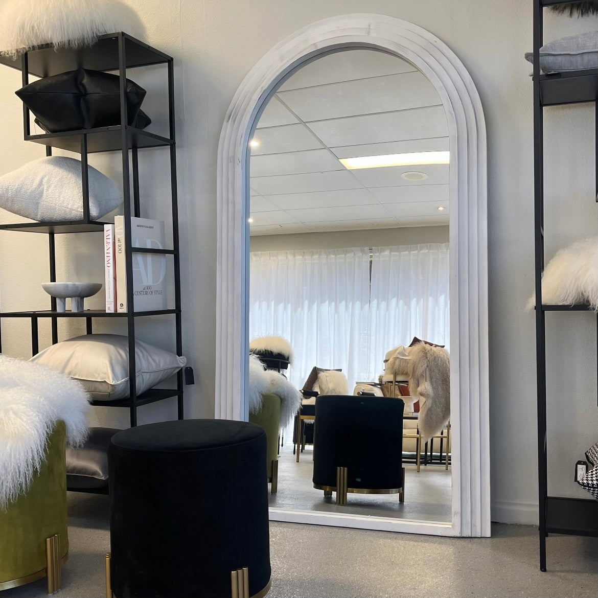 Interior Ave - Sierra Arched Mirror – Beach White | Sculptural Full-Length Mirror