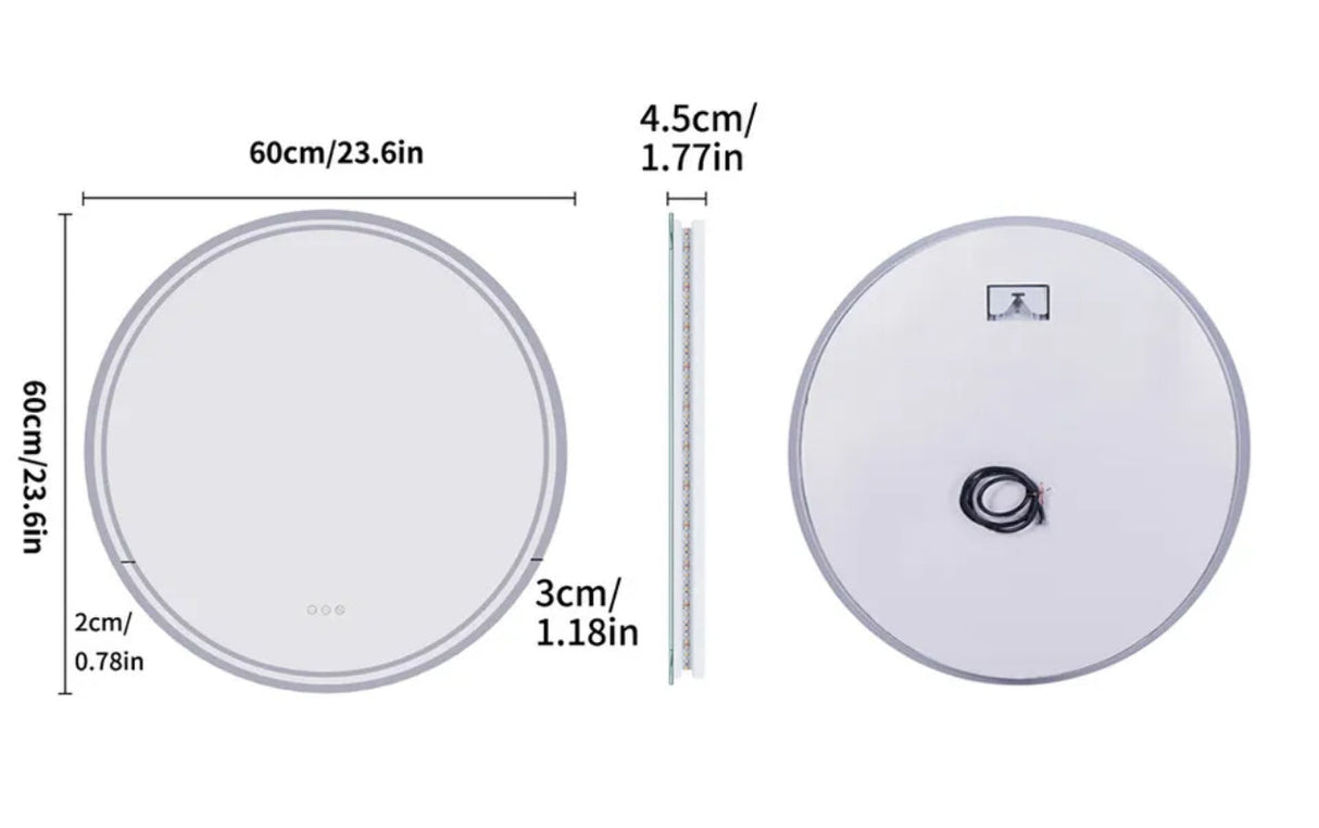 Interior Ave - 60cm Round Frameless LED Bathroom Mirror