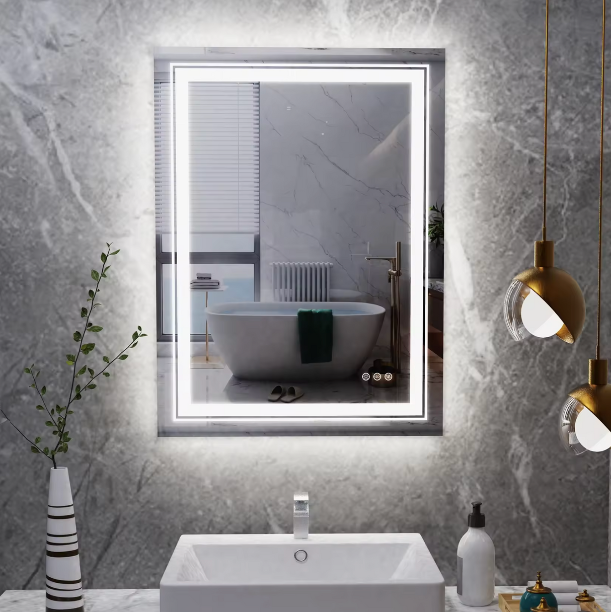 Interior Ave - 50 x 70cm Rectangle Frameless LED Bathroom Mirror