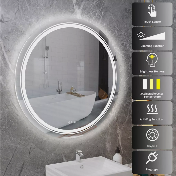 Interior Ave - 90cm Round Frameless LED Bathroom Mirror