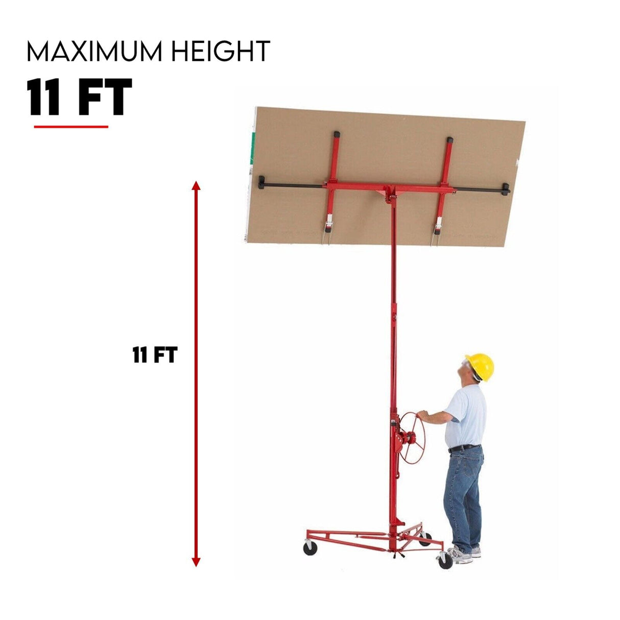 11FT Drywall Panel Lifter Gyprock Plasterboard Sheet Board Hoist Lift