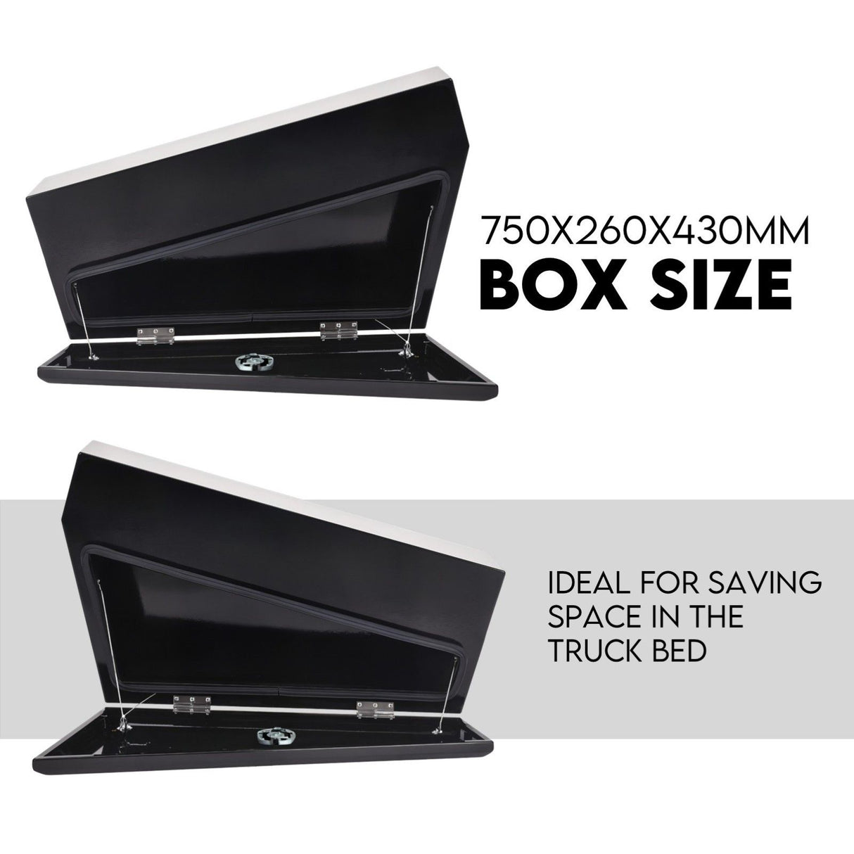 Under Tray Tool Box Underbody Pair Set 750mm Black Steel