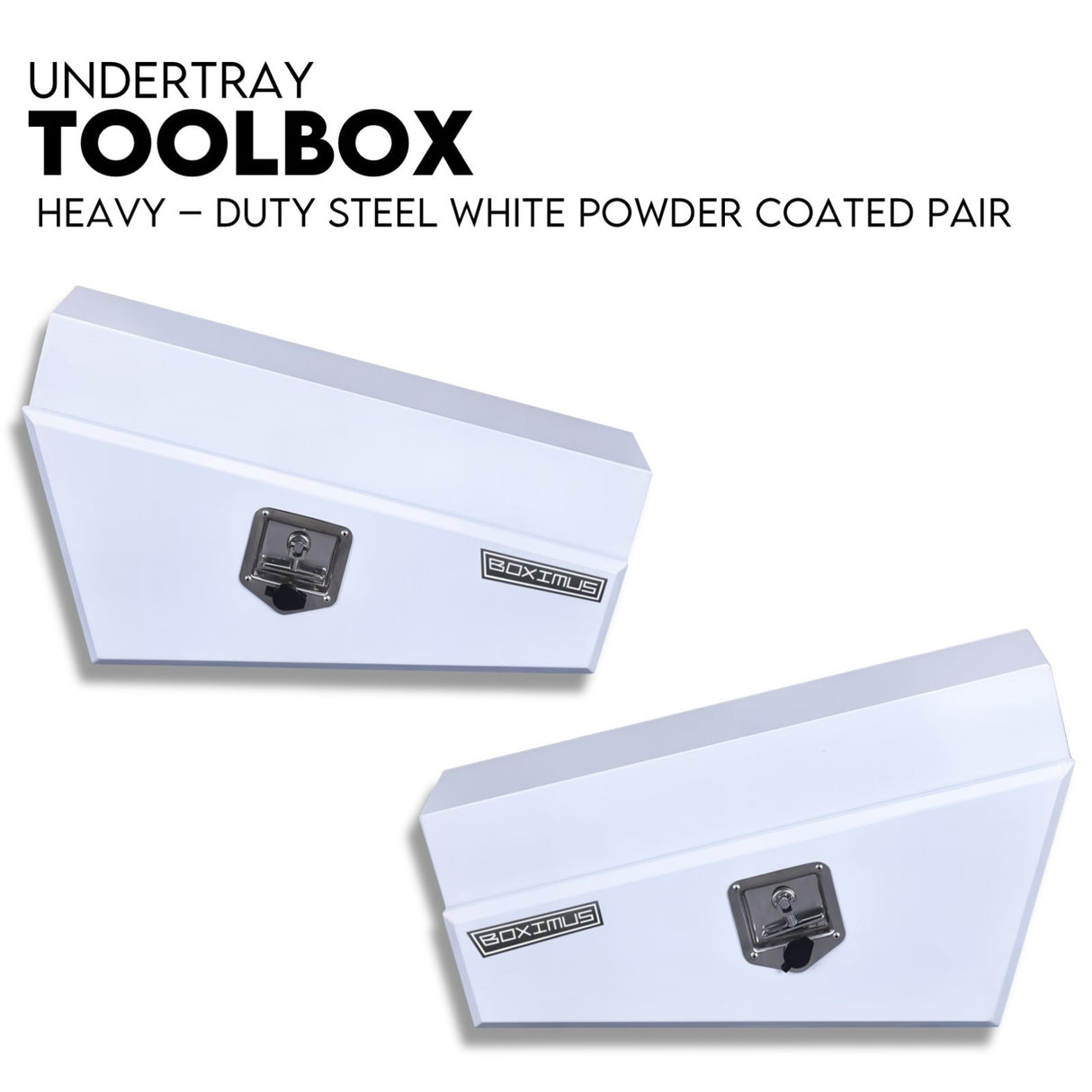 Under Tray Tool Box Underbody Pair Set 750mm White Steel