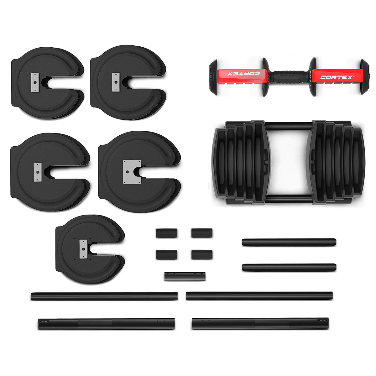 CORTEX Revolock V2 80kg Pair Set Adjustable Steel Dumbbell Barbell All-in-One with Stand