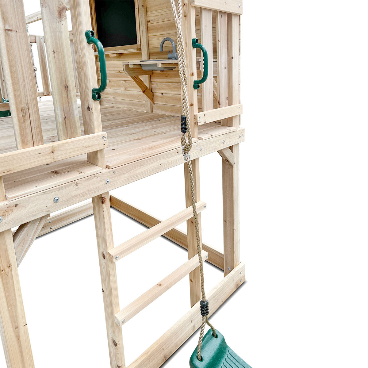 Lifespan Kids Kingston Cubby House Swing Set with 2.2m Green Slide