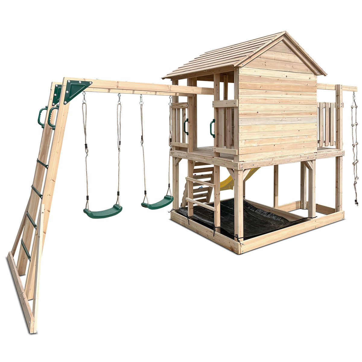Lifespan Kids Kingston Cubby House Swing Set with 2.2m Yellow Slide