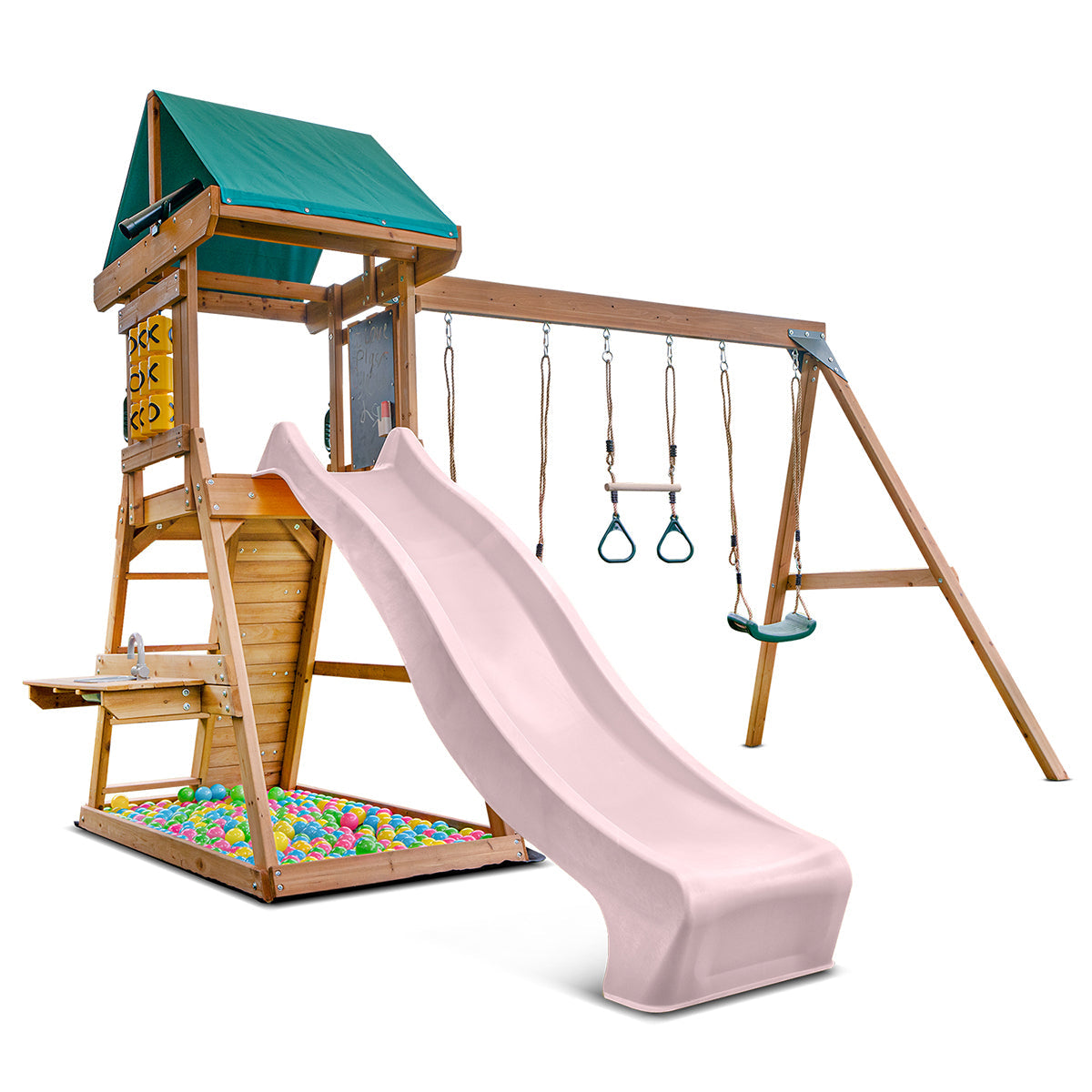 Lifespan Kids Birmingham Swing Set & Play Centre with 2.2m Slide (Pastel Pink)