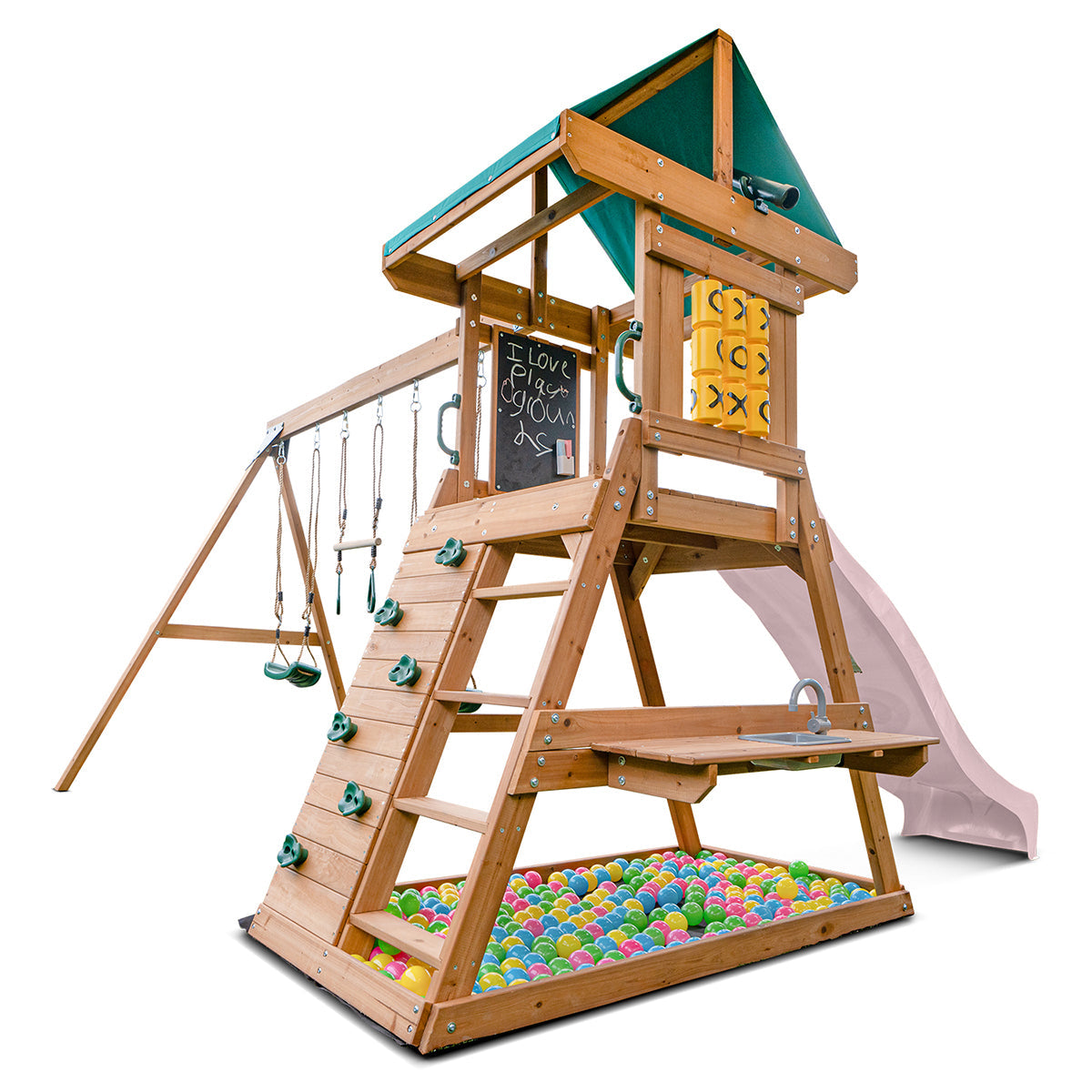Lifespan Kids Birmingham Swing Set & Play Centre with 2.2m Slide (Pastel Pink)