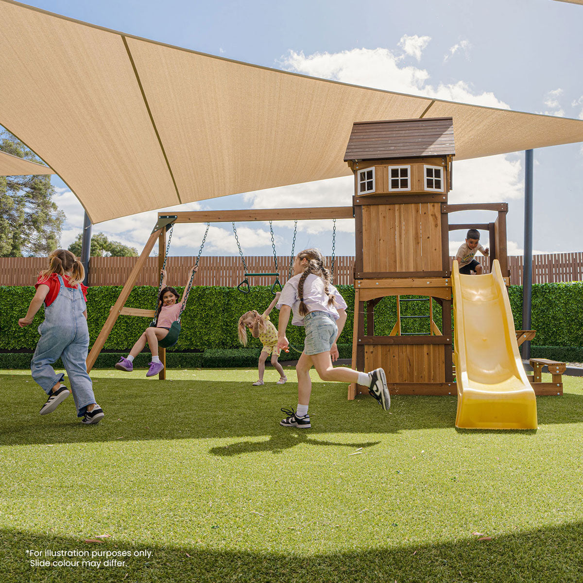 Lifespan Kids Meer Brook Swing Set, Monkey Bars & Play Centre with 2.2m Slide (Pastel Pink)