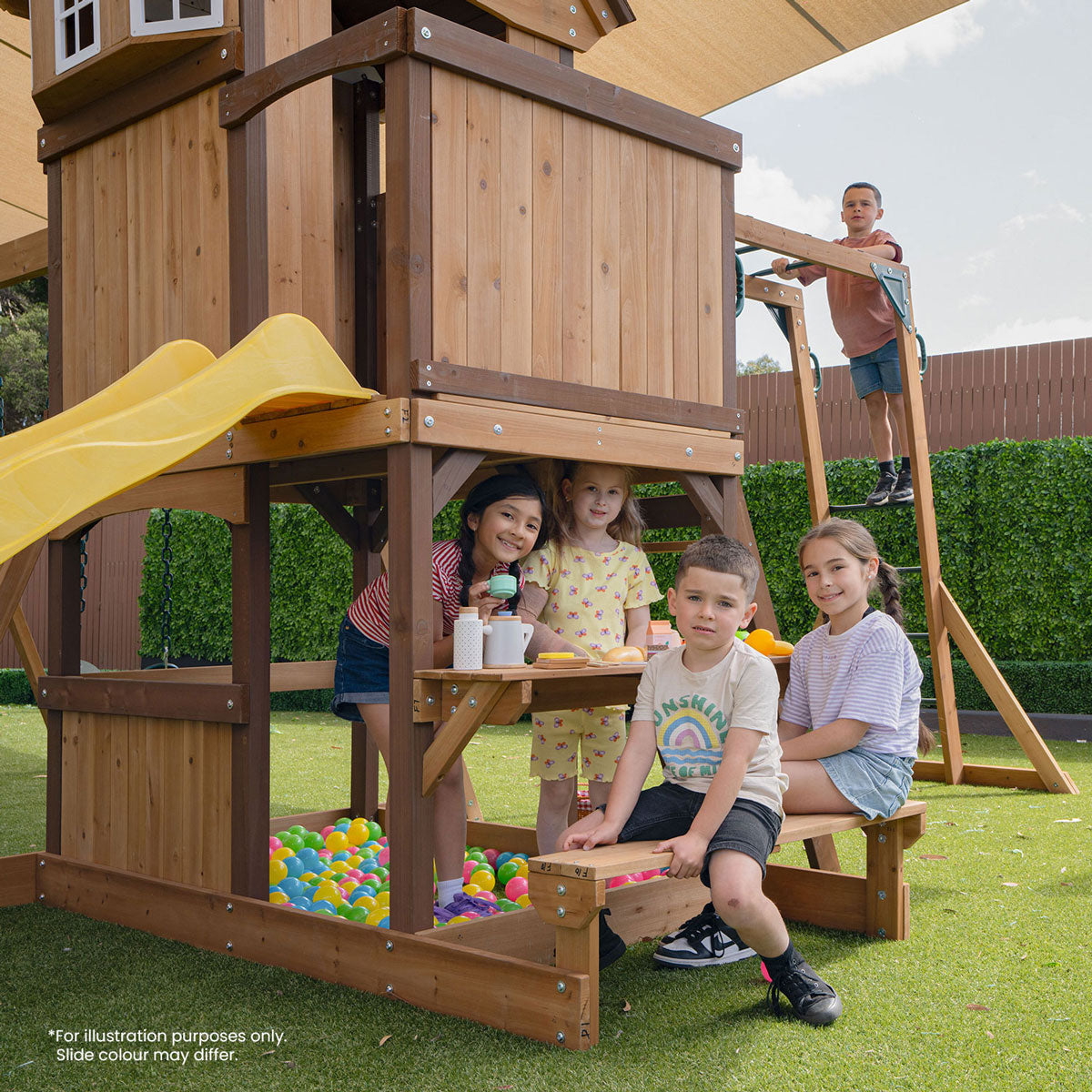 Lifespan Kids Meer Brook Swing Set, Monkey Bars & Play Centre with 2.2m Slide (Pastel Pink)