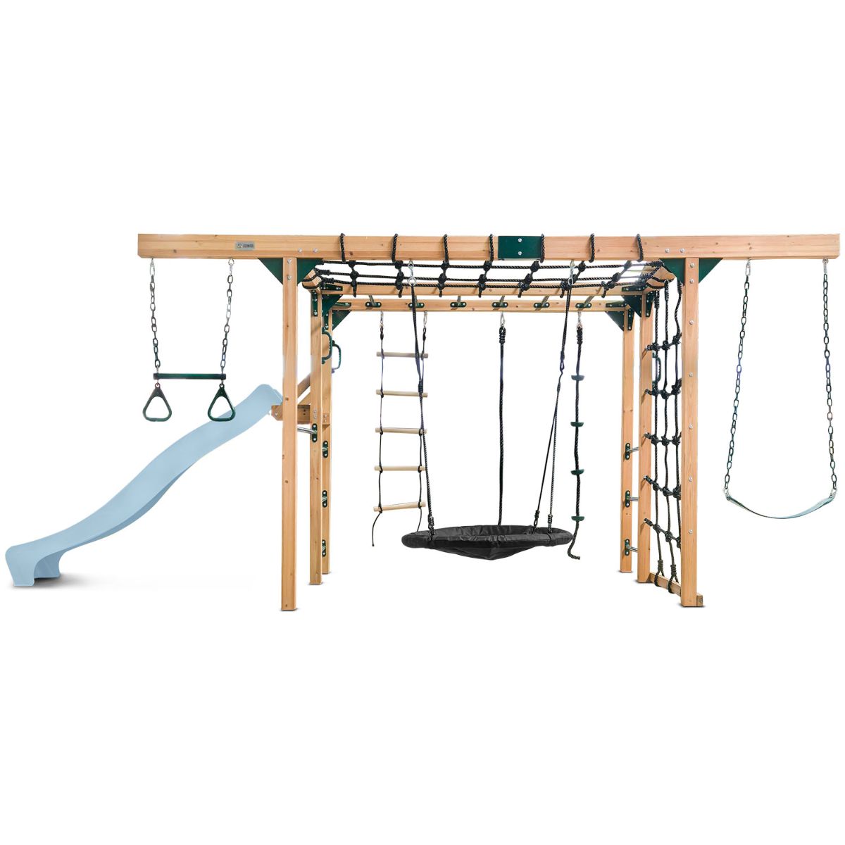 Lifespan Kids Orangutan Monkey Bars Jungle Gym Climbing Frame with 2.2m Slide (Pastel Blue)