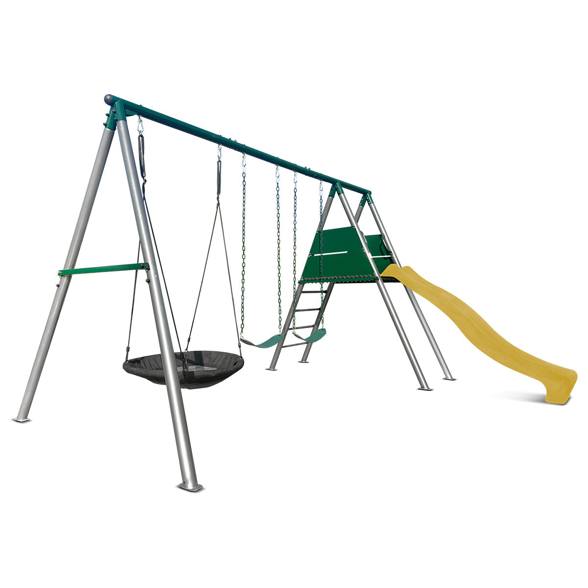 Lifespan Kids Europa Commercial Grade Steel Swing Set with Climb & 2.2m Slide (Yellow)