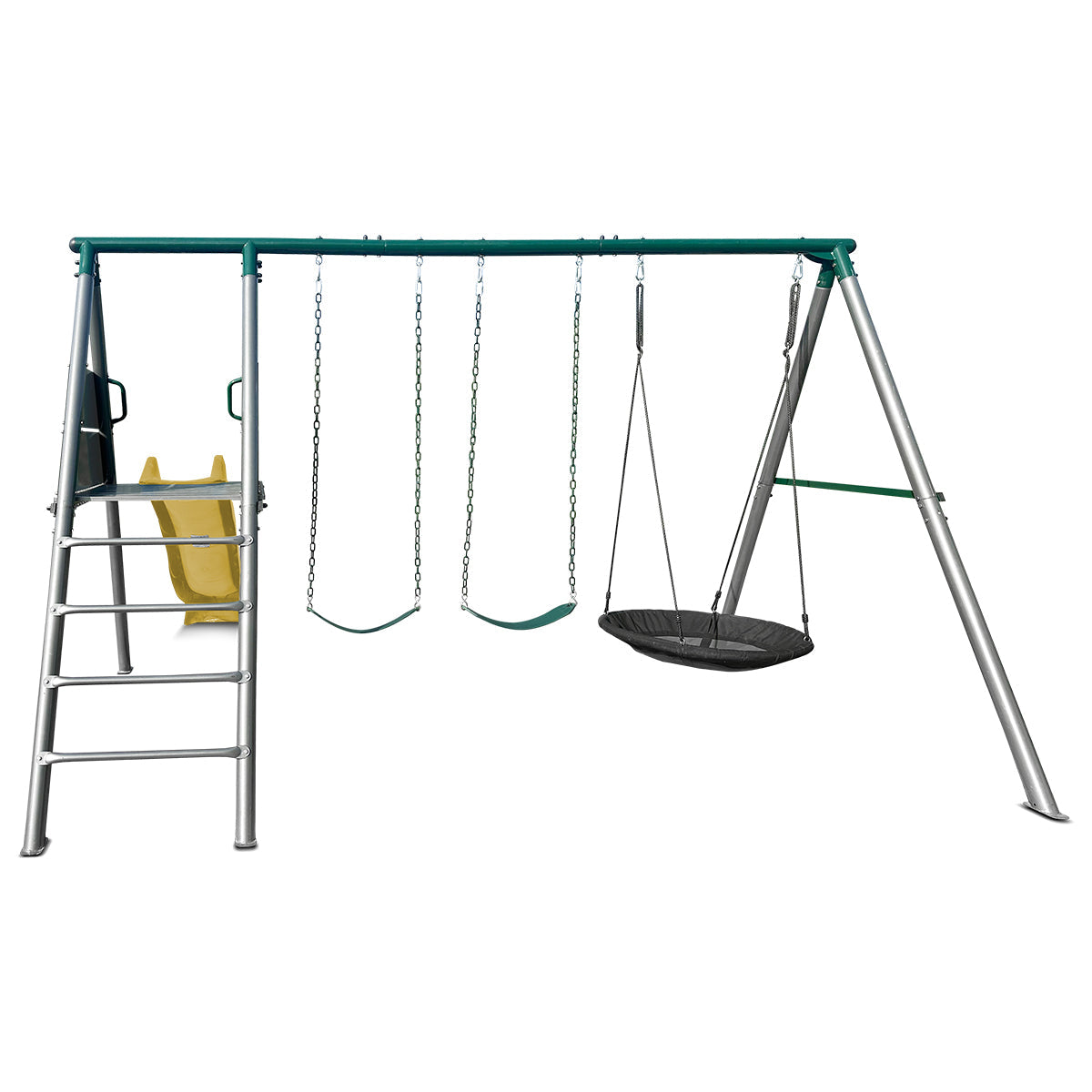 Lifespan Kids Europa Commercial Grade Steel Swing Set with Climb & 2.2m Slide (Yellow)