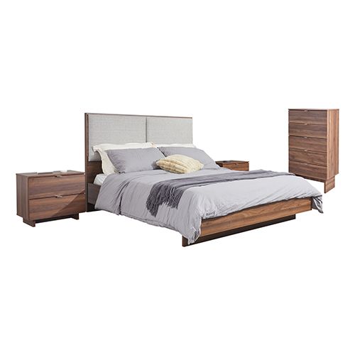 4 Pcs Queen Bedroom Suite with Tallboy in Fabric LED Light