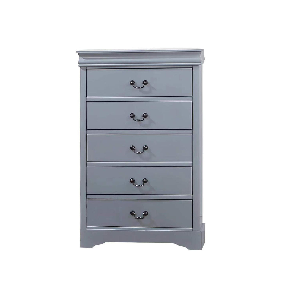 4 Pieces Bedroom Suite in Solid Wood & MDF Queen Size Grey Colour Bed, Bedside Table & Tallboy