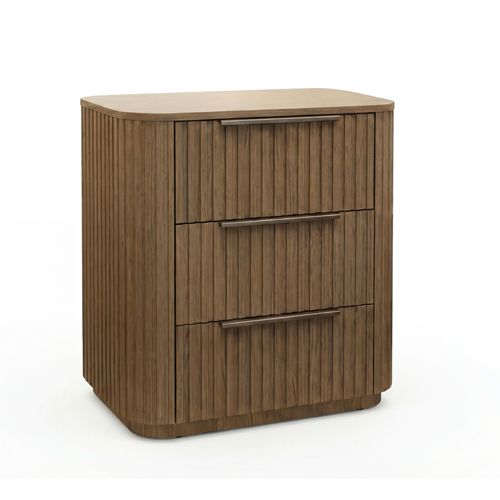 Solid Rubber Wood Bedside table with LED Lights in Oak colour