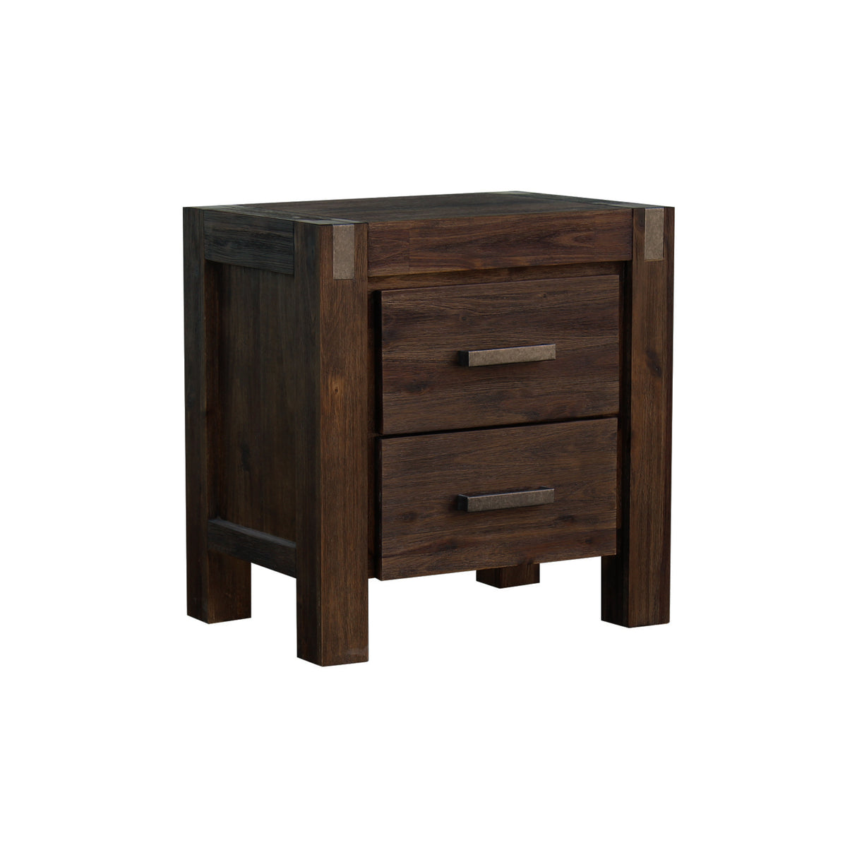 Bedside Table 2 drawers Acacia Storage in Chocolate Colour