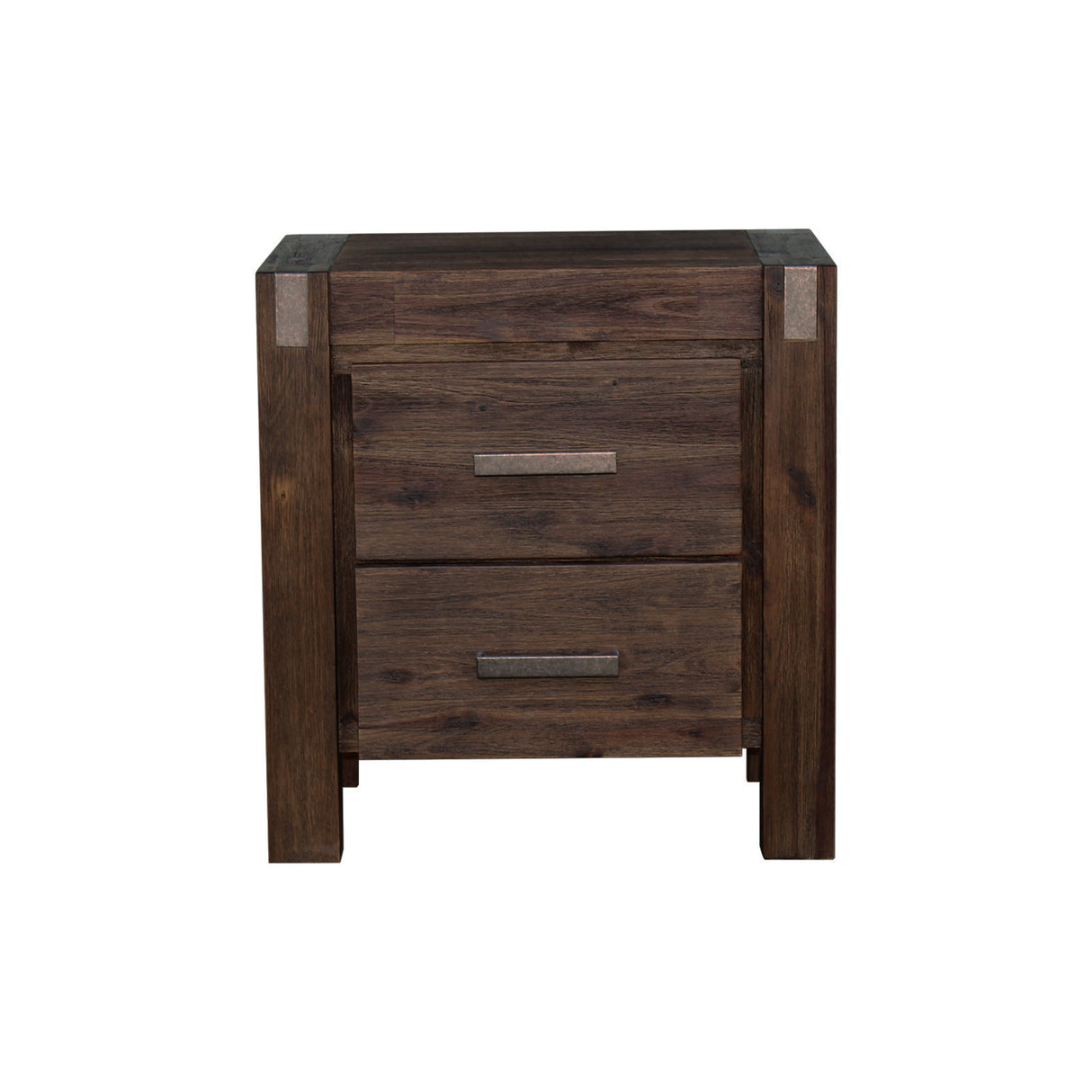 Bedside Table 2 drawers Acacia Storage in Chocolate Colour