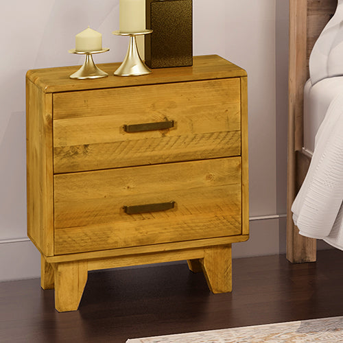 Bedside Table Solid Wood Storage Light Brown Colour
