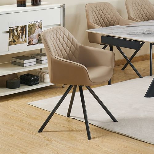 2X Dining Chair PU Leather Powder Coating on Legs
