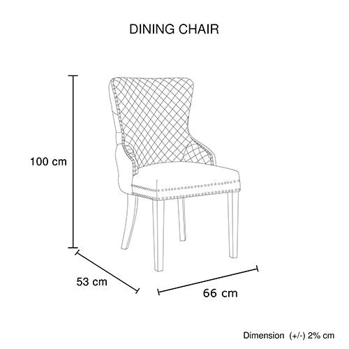 Set of 2 Beige Velvet Dining Chairs – Button Studded Ring Back Design Golden Legs