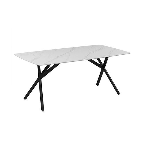Dining Set Sintered Stone Table Faux Leather chairs